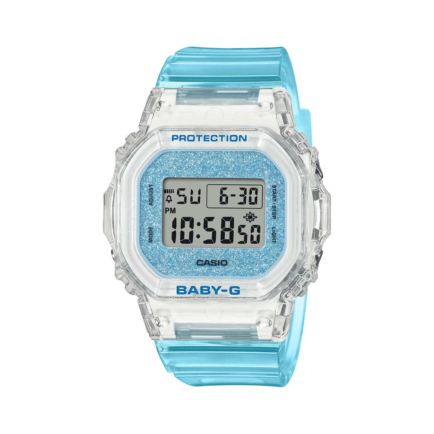 CASIO BABY-G BGD-565GC-2 TRANSPARENT / BLUE GLITTER DIGITAL WATCH