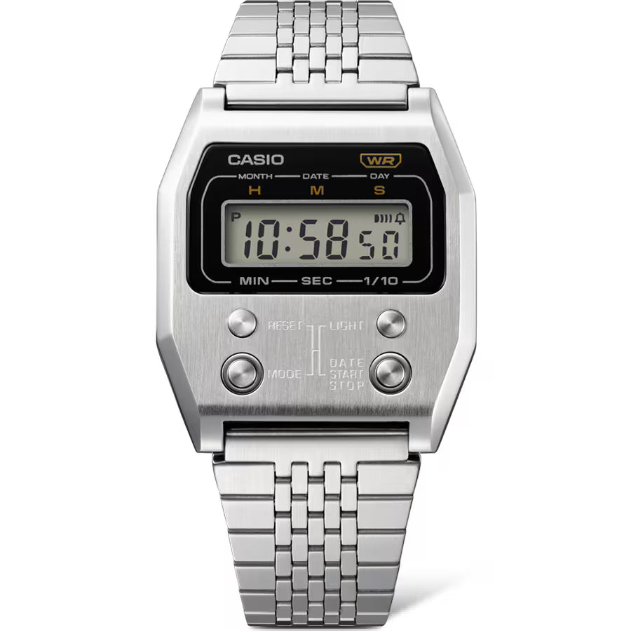 CASIO A1100D-1VT A1100D A1100 VINTAGE SERIES SILVER DIGITAL WATCH
