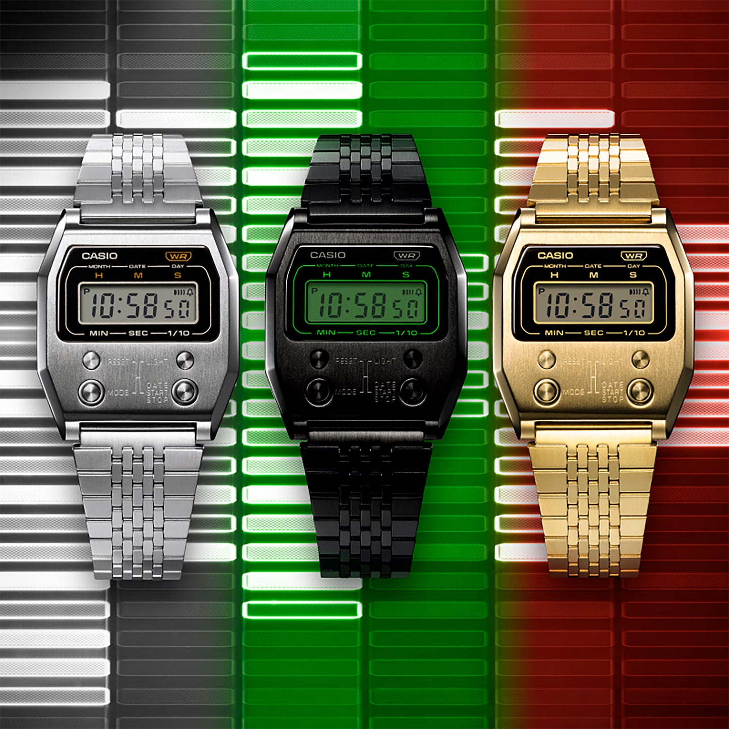 CASIO A1100D-1VT A1100D A1100 VINTAGE SERIES SILVER DIGITAL WATCH