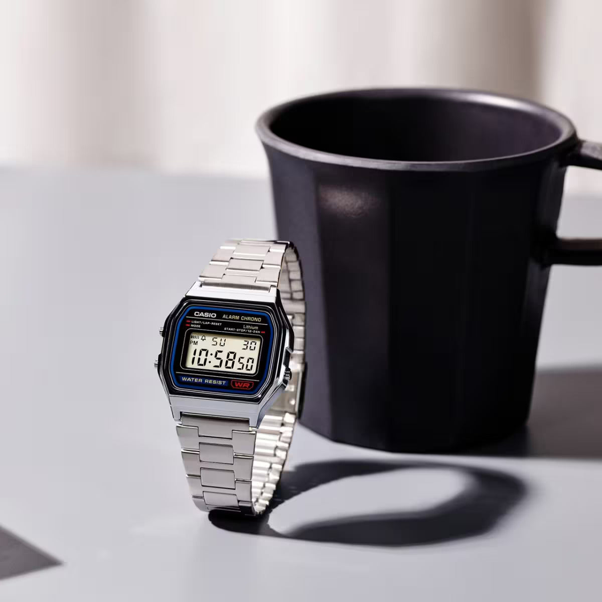 CASIO A158WA-1 A158 SILVER / STAINLESS STEEL DIGITAL WATCH