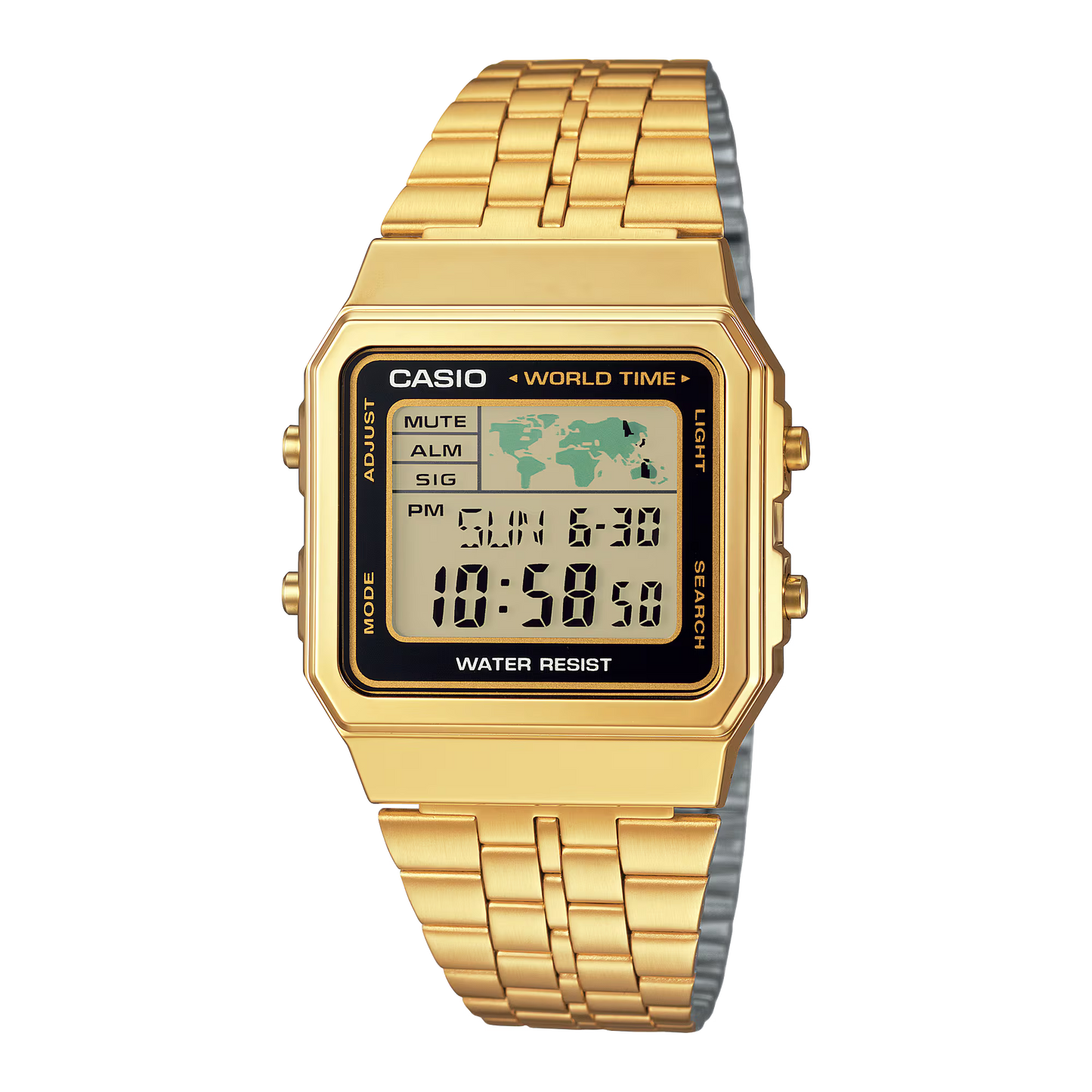 CASIO A500WGA-1 A500 WORLD TIME MEN'S GOLD DIGITAL WATCH