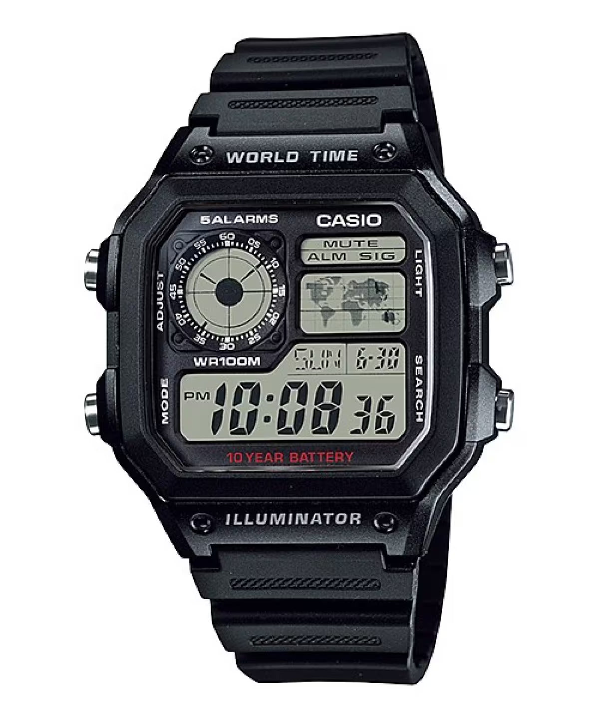 CASIO AE-1200WH-1A AE1200 CASIO ROYALE BLACK DIGITAL WATCH