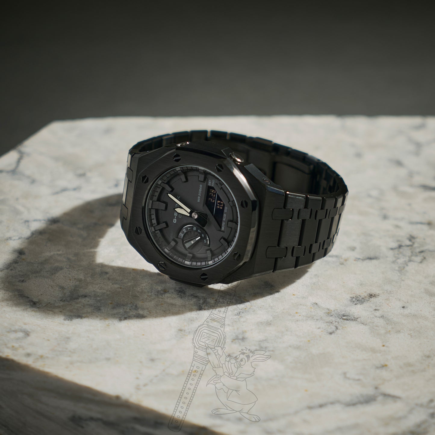 CASIOAK BLACKOUT GSHOCK MOD GA2100 GA-2100 MEN'S WATCH
