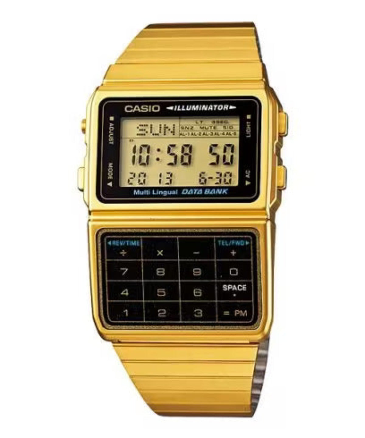 CASIO DBC-611G-1 DBC611G DATABANK VINTAGE SERIES GOLD DIGITAL WATCH