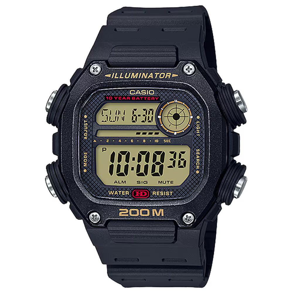 CASIO DW291H-9AV DW291H Black / Gold Accents Men's Digital Watch
