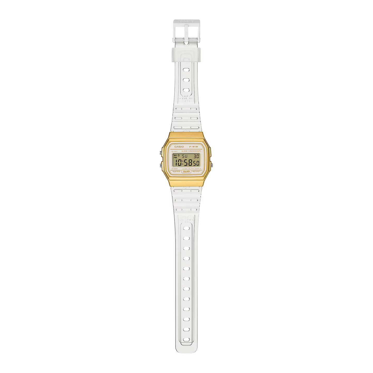 CASIO F-91WS-7A2 TRANSPARENT GOLD DIGITAL WATCH
