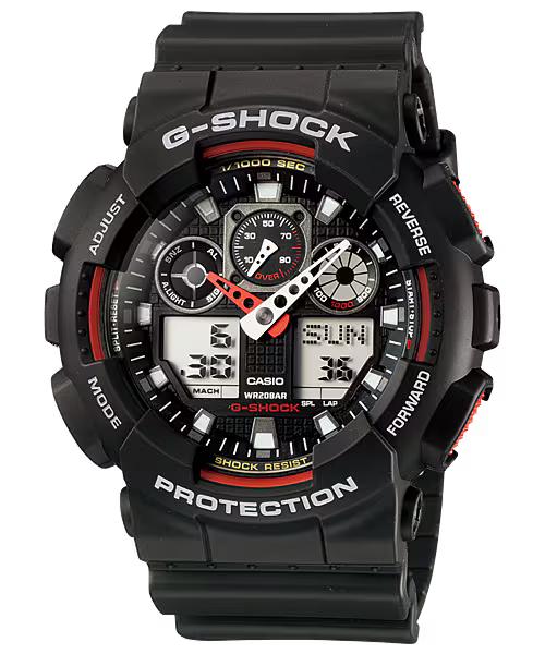 CASIO G-SHOCK GA-100-1A4 GA100-1A4 BLACK A/D MEN'S WATCH