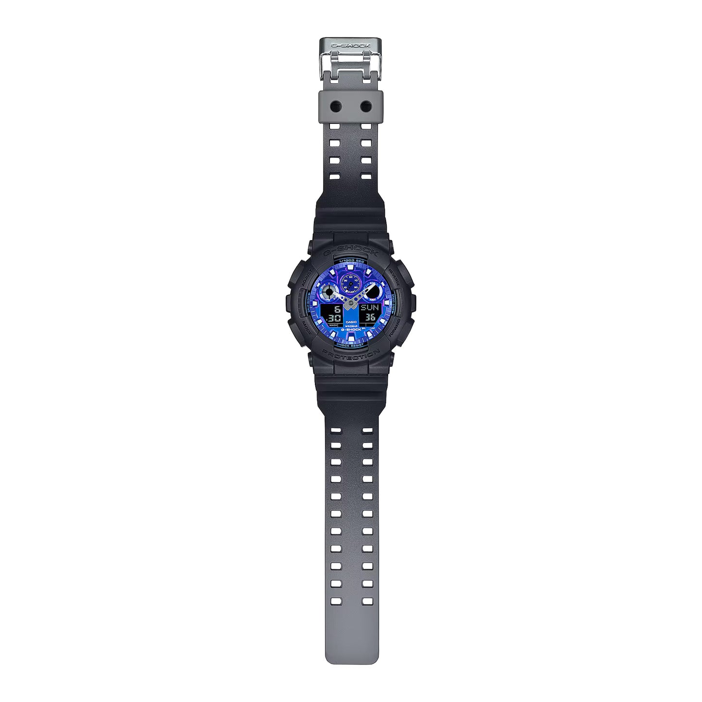 CASIO G-SHOCK GA-100FL-1AJF FLAME SERIES BLUE DIAL A/D WATCH