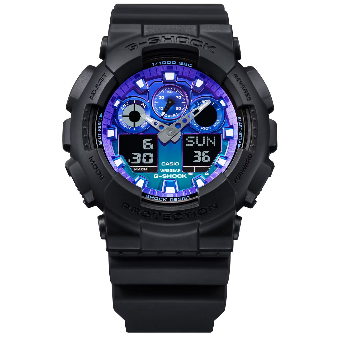 CASIO G-SHOCK GA-100FL-1AJF FLAME SERIES BLUE DIAL A/D WATCH