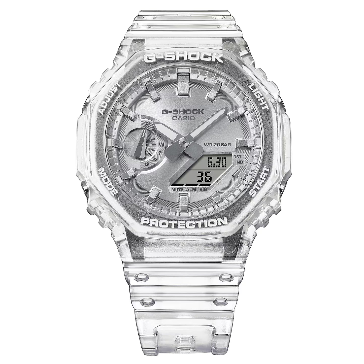 CASIO G-SHOCK GA-2100BM-7A8 "CASIOAK" SILVER DIAL TRANSPARENT MEN'S WATCH