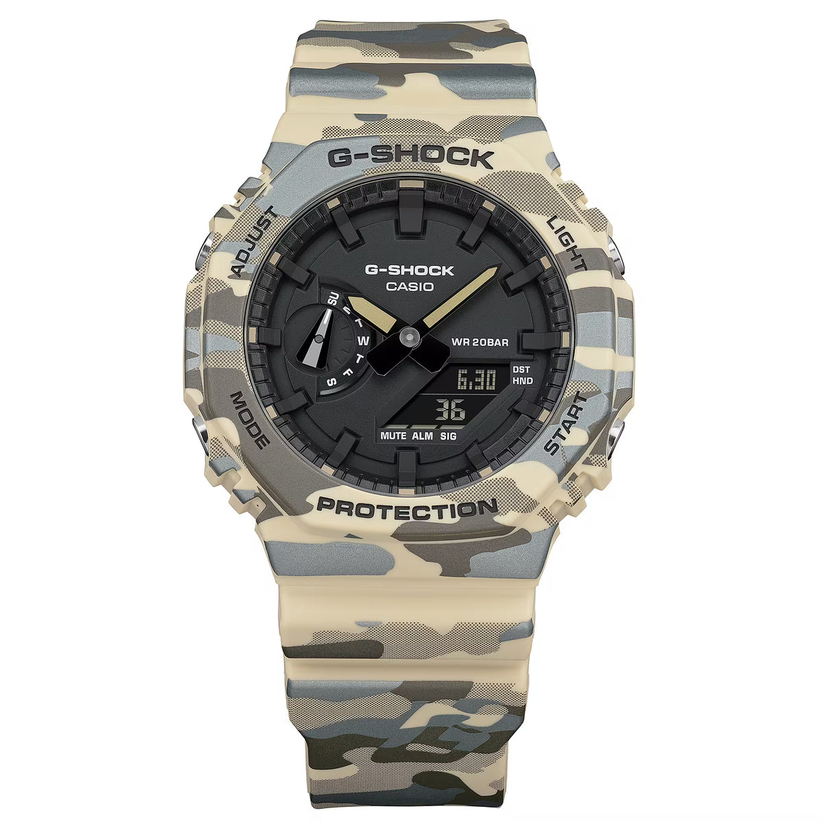 CASIO G-SHOCK GA-2100CM-5A CAMOUFLAGE BLACK DIAL A/D WATCH