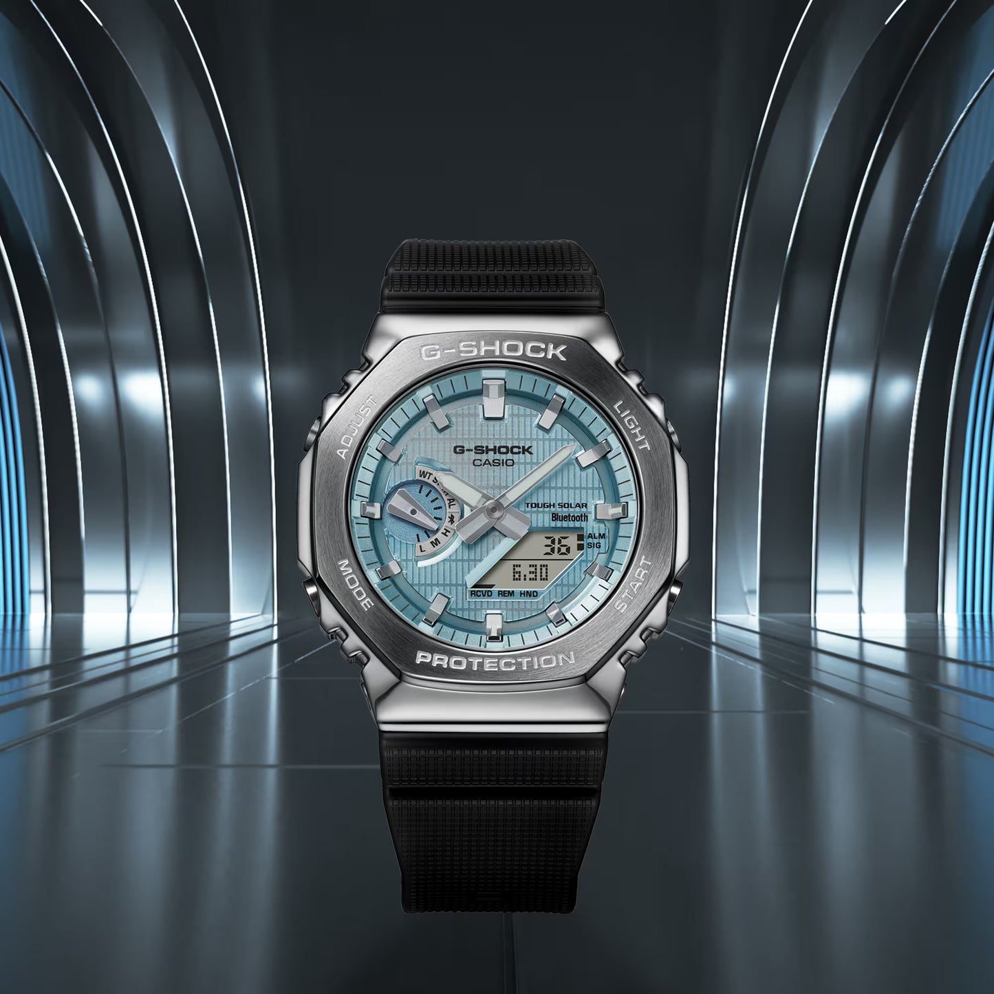 CASIO G-SHOCK GBM2100A-1A2 BLUE SOLAR BLUETOOTH G-STEEL MEN'S WATCH
