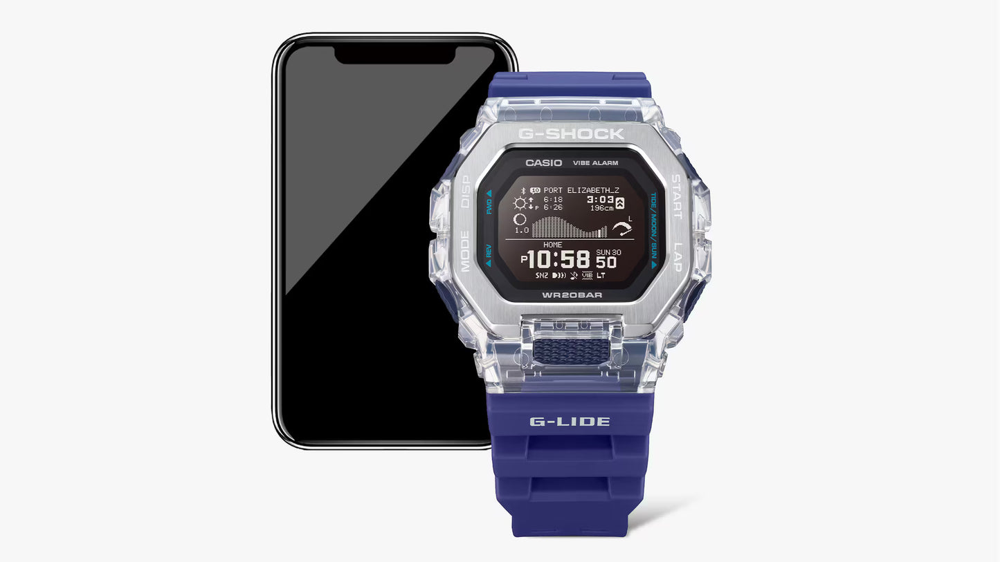 CASIO G-SHOCK GBX-100S-1 G-LIDE BLUETOOTH BLACK / TRANSPARENT DIGITAL WATCH