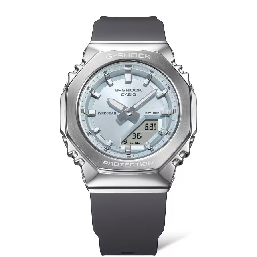 CASIO G-SHOCK GM-S2110-2A BLUE DIAL STEEL BEZEL WOMEN'S WATCH