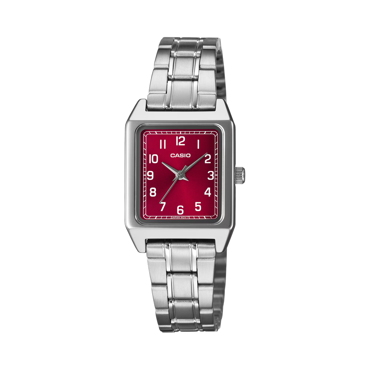 CASIO LTP-B150DA-4B LTPB150 RED DIAL WOMEN'S STAINLESS STEEL WATCH
