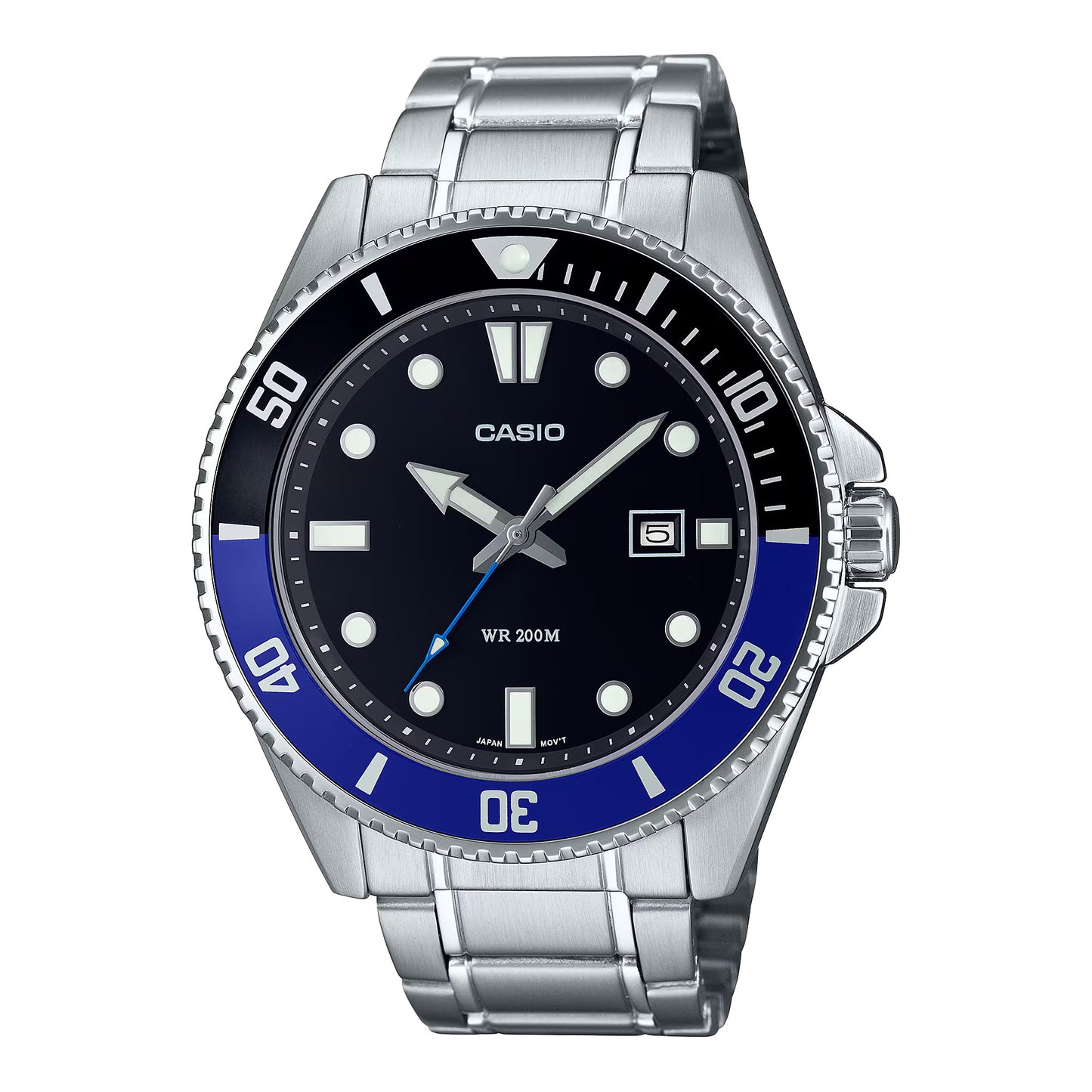 CASIO MDV-107D-1A2 "DURO" BLACK/BLUE QUARTZ ANALOG WATCH
