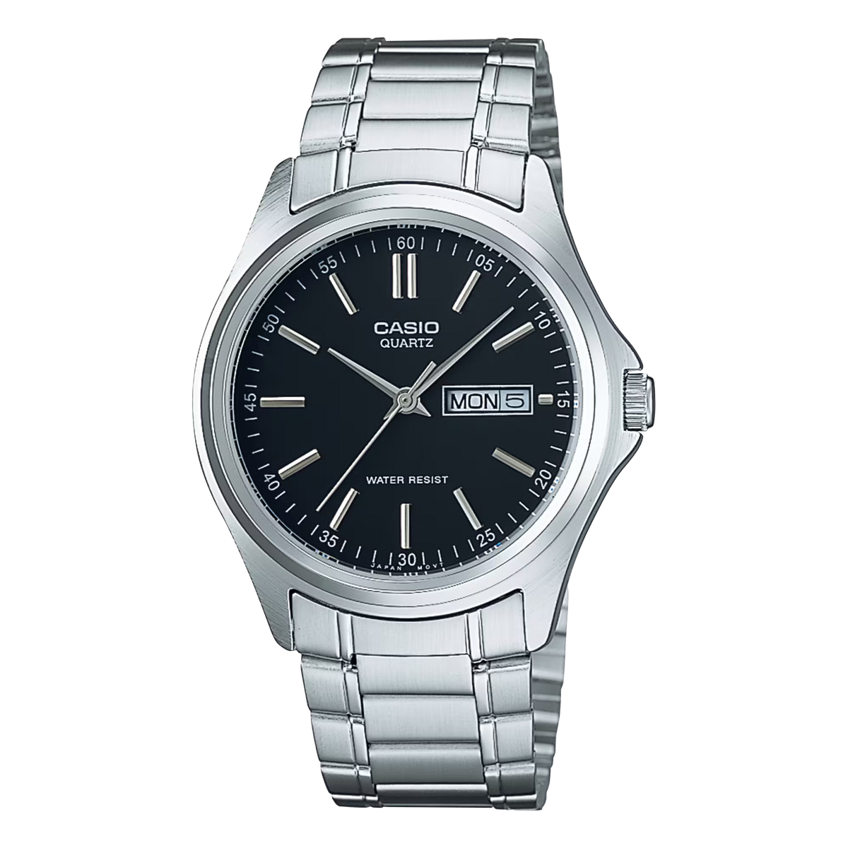 CASIO MTP-1239D-1A BLACK DIAL STEEL BAND QUARTZ MEN'S WATCH