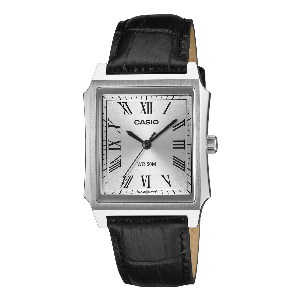 CASIO MTP-B190L-7BV SILVER STAINLESS STEEL / LEATHER BAND MEN'S WATCH