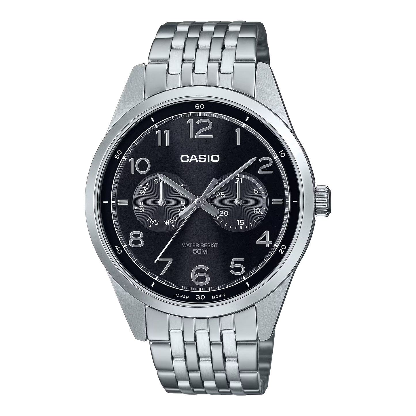 CASIO MTP-E340D-1AV BLACK DIAL DAY / DATE SUB-DIAL QUARTZ ANALOG WATCH