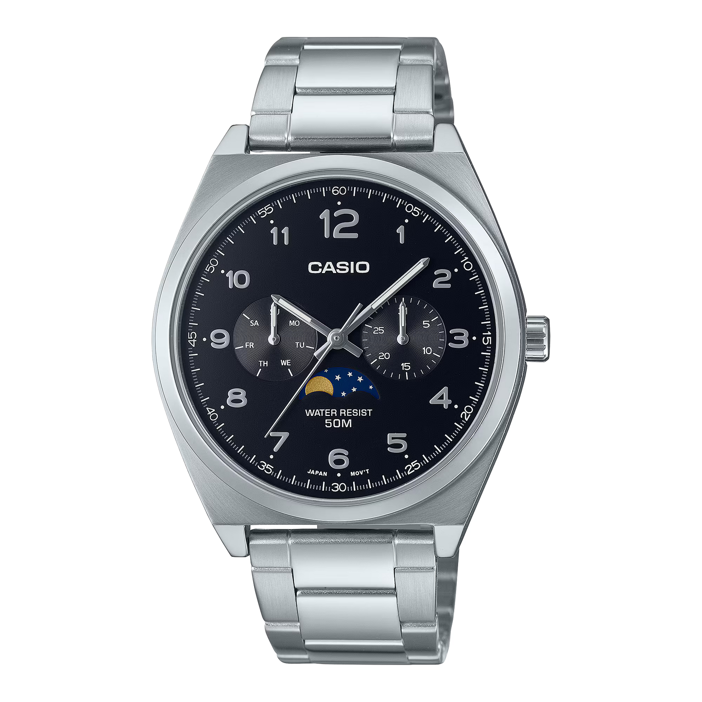 CASIO MTP-M300D-1AV MOONPHASE QUARTZ ANALOG BLACK DIAL WATCH