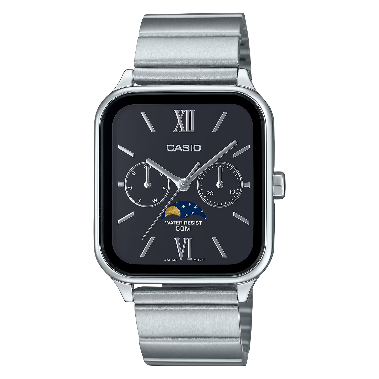 CASIO MTP-M305D-1A2V MOONPHASE QUARTZ ANALOG BLACK DIAL WATCH