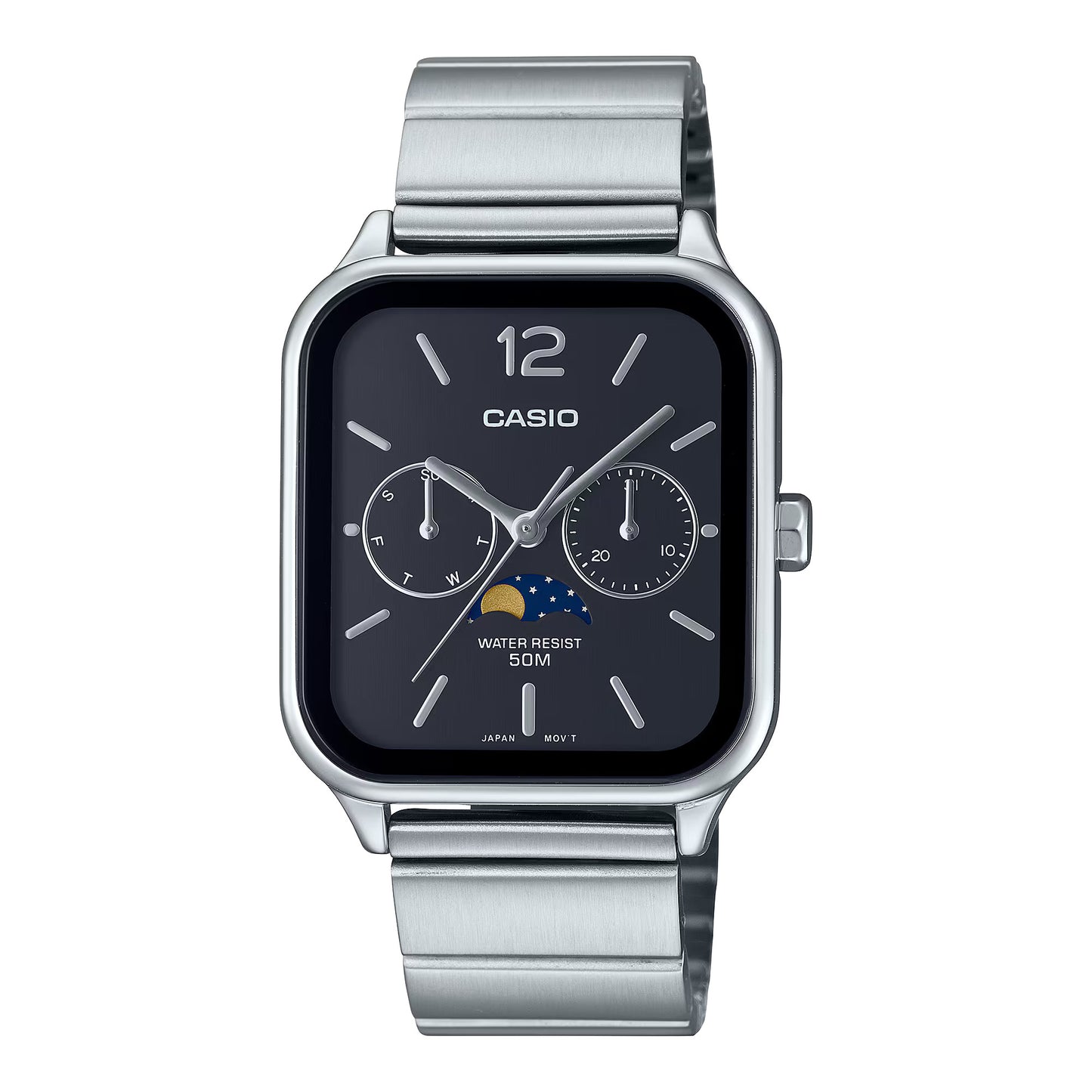 CASIO MTP-M305D-1AV MOONPHASE QUARTZ ANALOG BLACK DIAL WATCH
