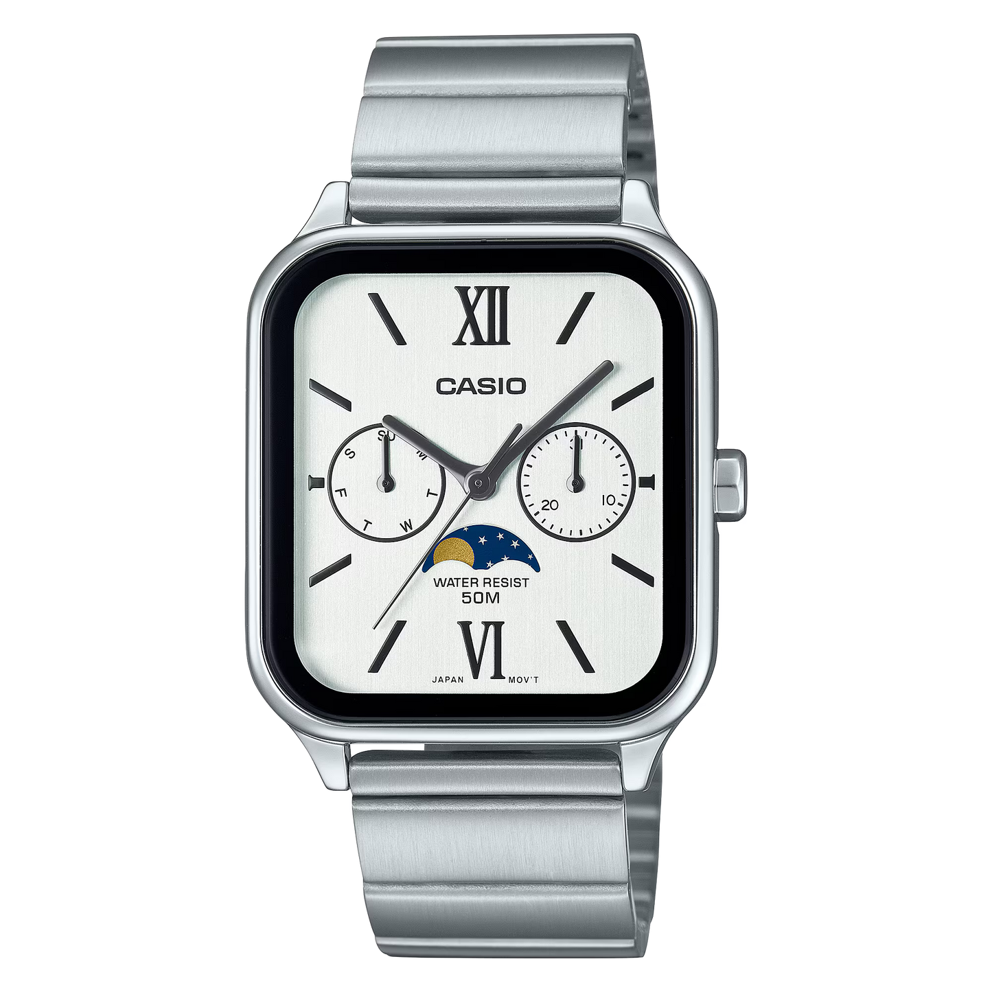 CASIO MTP-M305D-7A2V MOONPHASE QUARTZ ANALOG WHITE DIAL WATCH