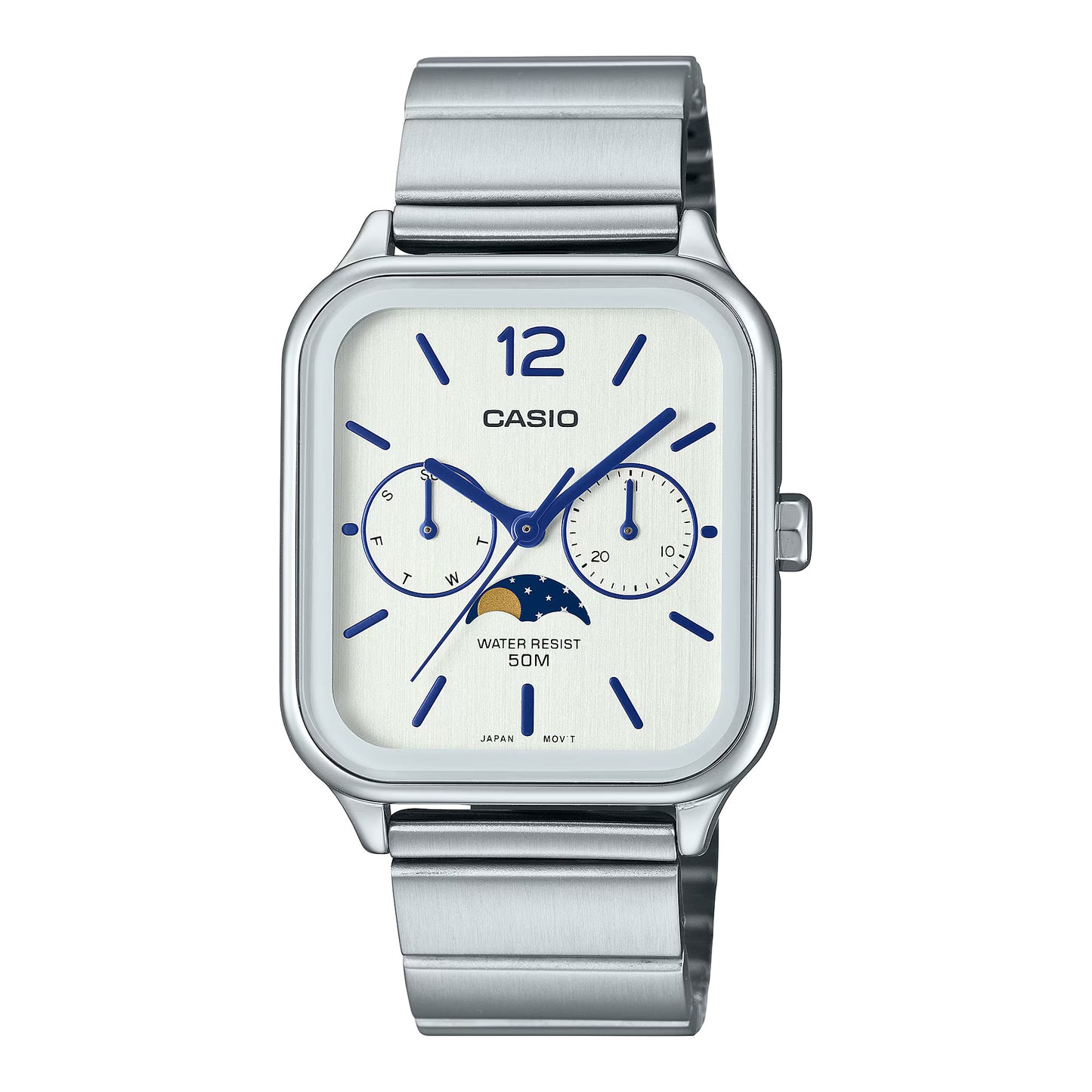 CASIO MTP-M305D-7AV MOONPHASE QUARTZ ANALOG WHITE DIAL WATCH