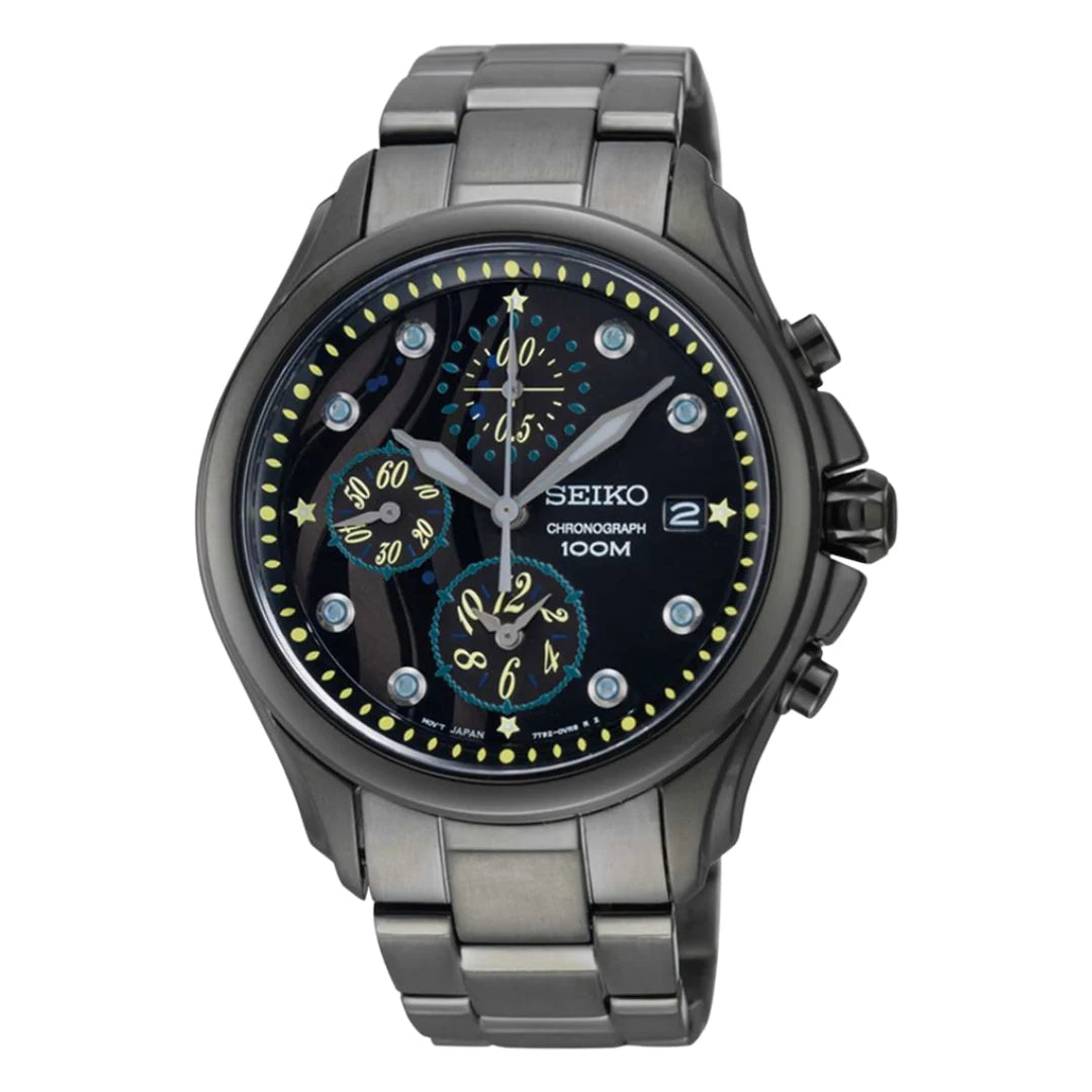 SEIKO CRITERIA SNDX67P1 SNDX67 QUARTZ CHRONOGRAPH BLACK DIAL 38MM WATCH