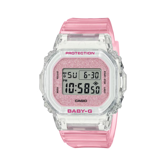 CASIO BABY-G BGD-565GC-4 TRANSPARENT / PINK GLITTER DIGITAL WATCH