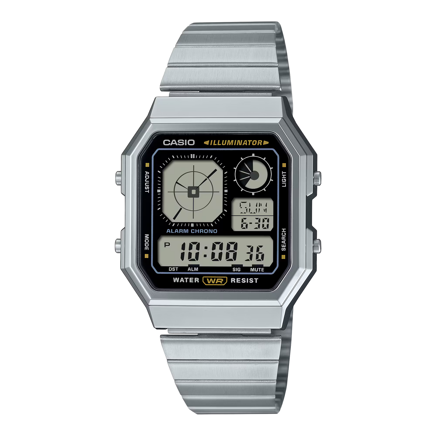 CASIO A130WE-1A A-130 RESIN/STEEL SILVER A/D WATCH