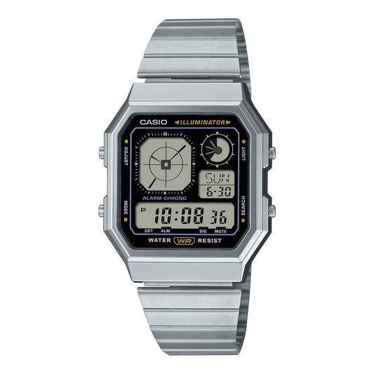 CASIO A130WE-1A A-130 RESIN/STEEL SILVER A/D WATCH
