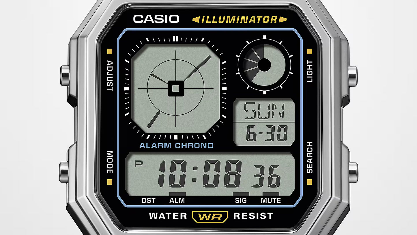 CASIO A130WE-1A A-130 RESIN/STEEL SILVER A/D WATCH