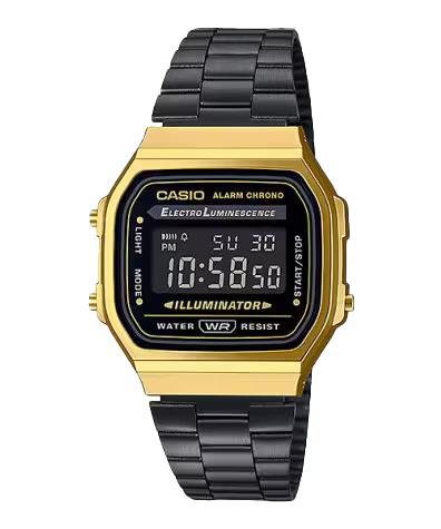 CASIO A168WEGB-1BVT A168WEGB-1B BLACK / GOLD DIGITAL WATCH