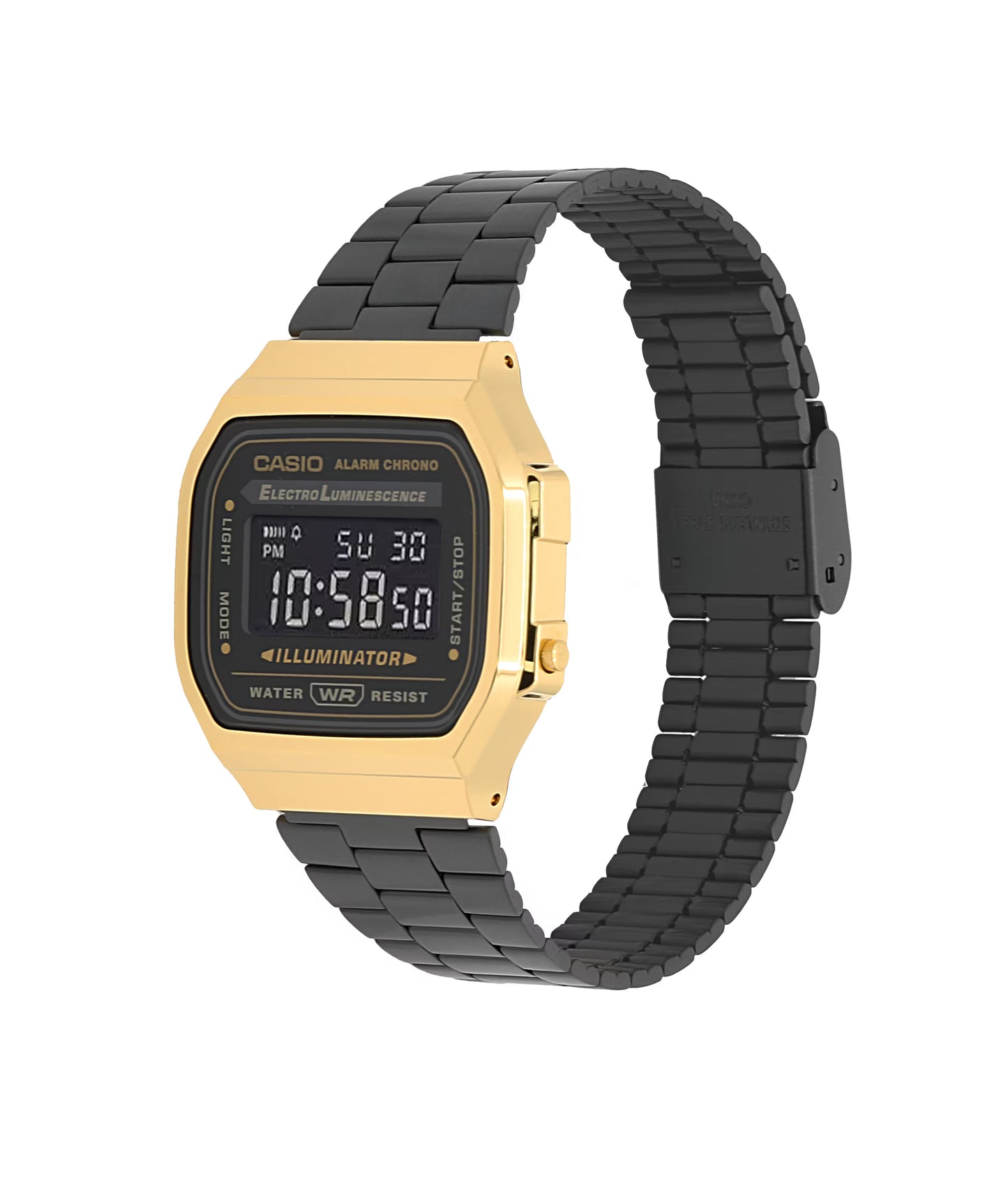 CASIO A168WEGB-1BVT A168WEGB-1B BLACK / GOLD DIGITAL WATCH