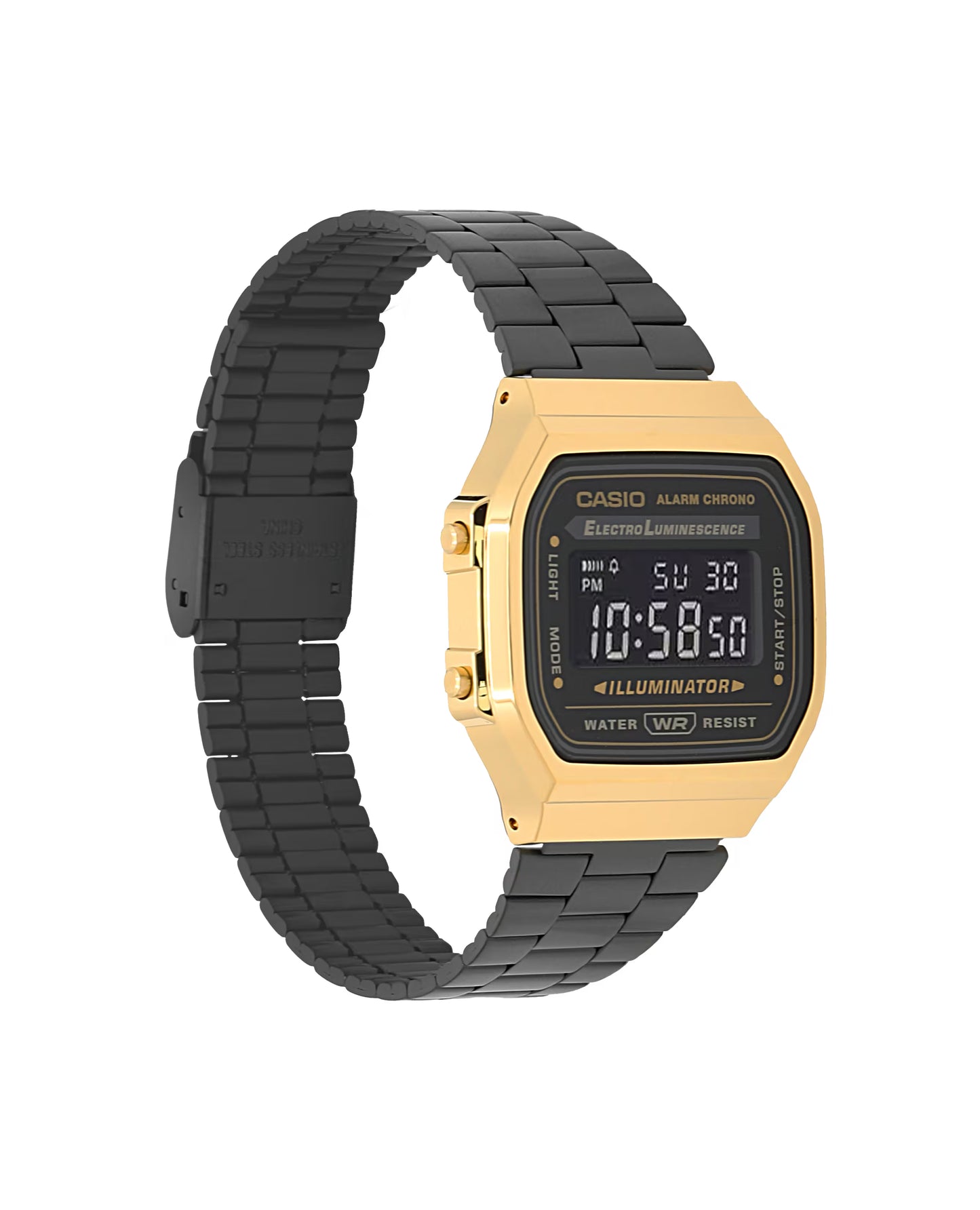 CASIO A168WEGB-1BVT A168WEGB-1B BLACK / GOLD DIGITAL WATCH
