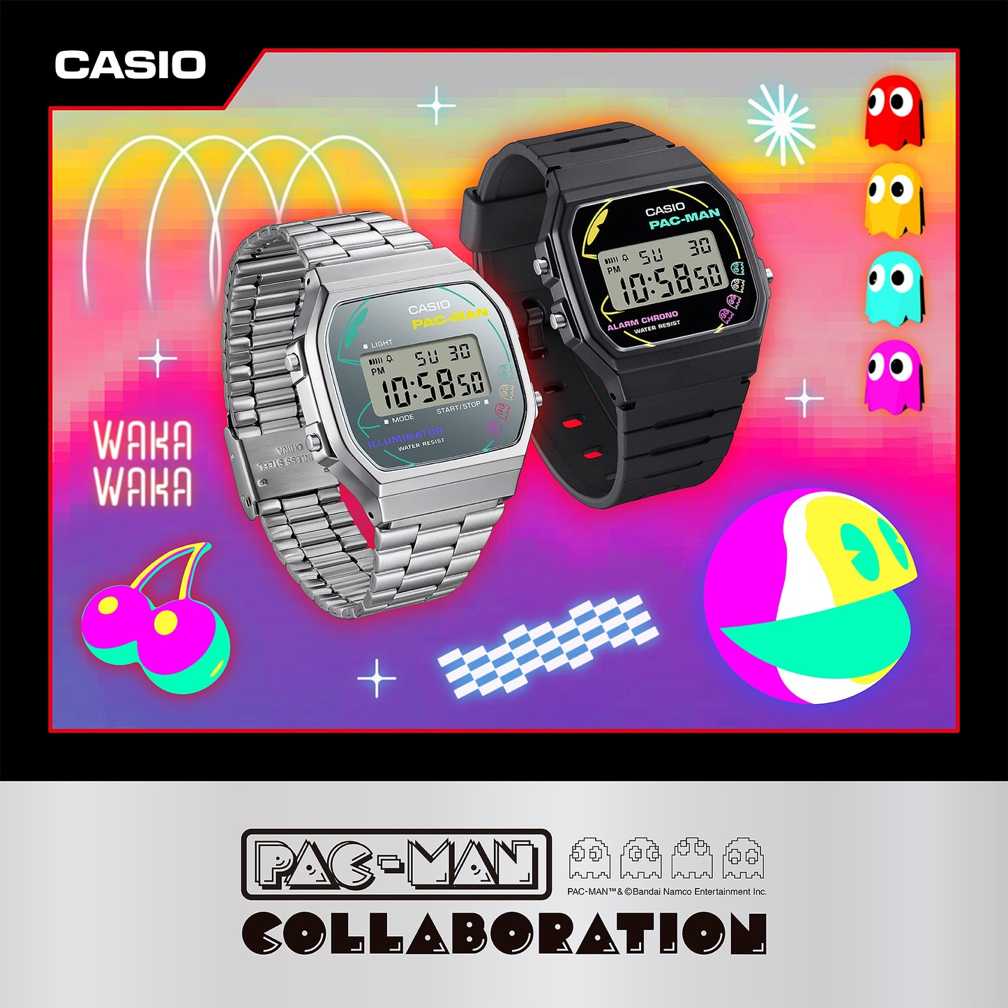 CASIO A168WEPC-7A A168 PAC-MAN COLLABORATION DIGITAL WATCH