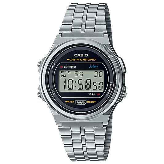 CASIO A171WE-1A A171WE A171 VINTAGE SERIES SILVER DIGITAL WATCH