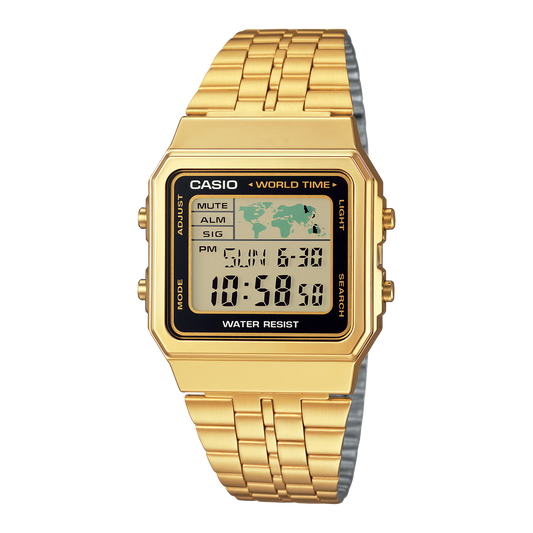 CASIO A500WGA-1 A500 WORLD TIME MEN'S GOLD DIGITAL WATCH