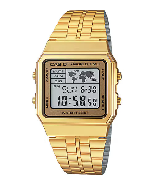 CASIO A500WGA-9 A500 WORLD TIME MEN'S GOLD DIGITAL WATCH