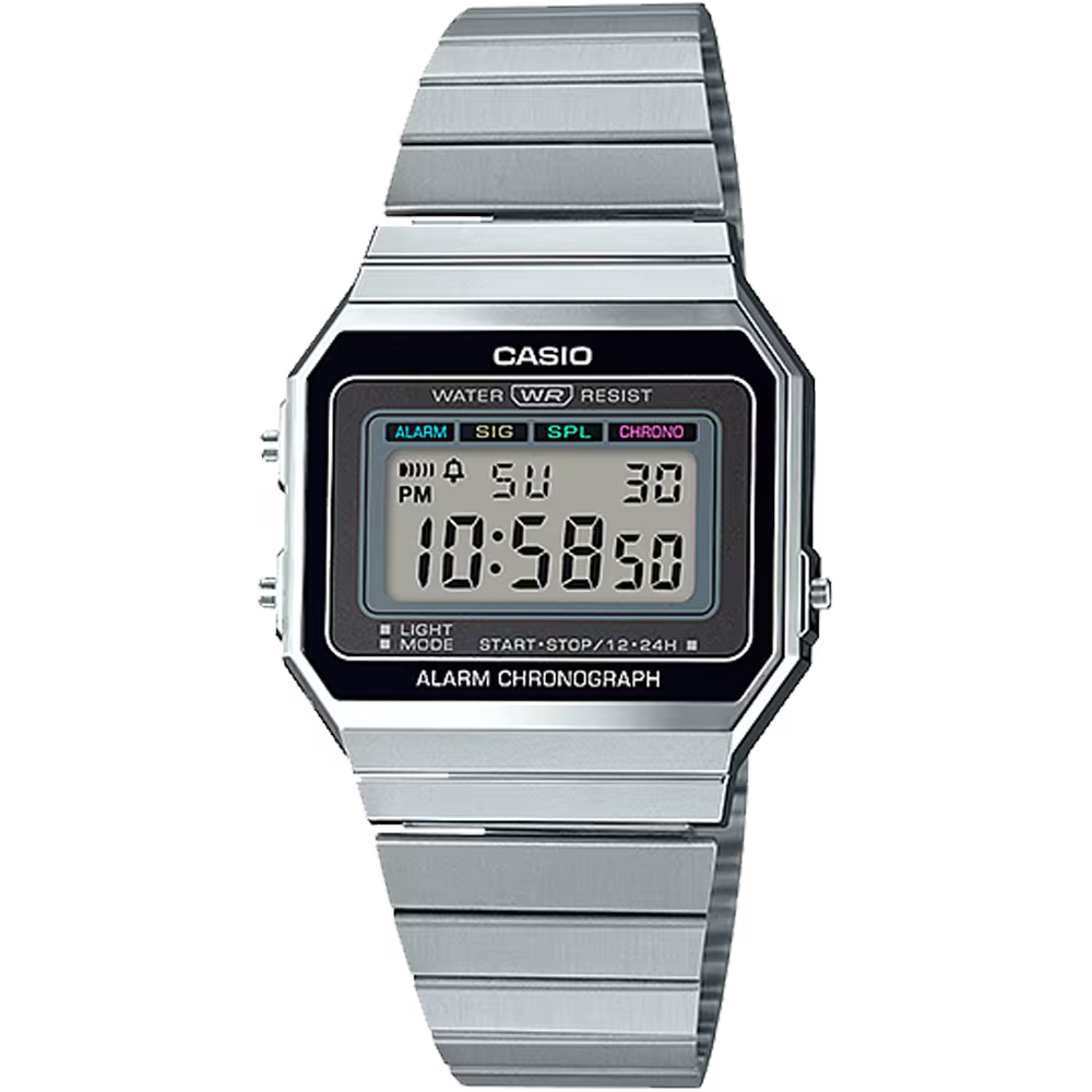 CASIO A700W-1A A700W BLACK / STEEL DIGITAL WATCH