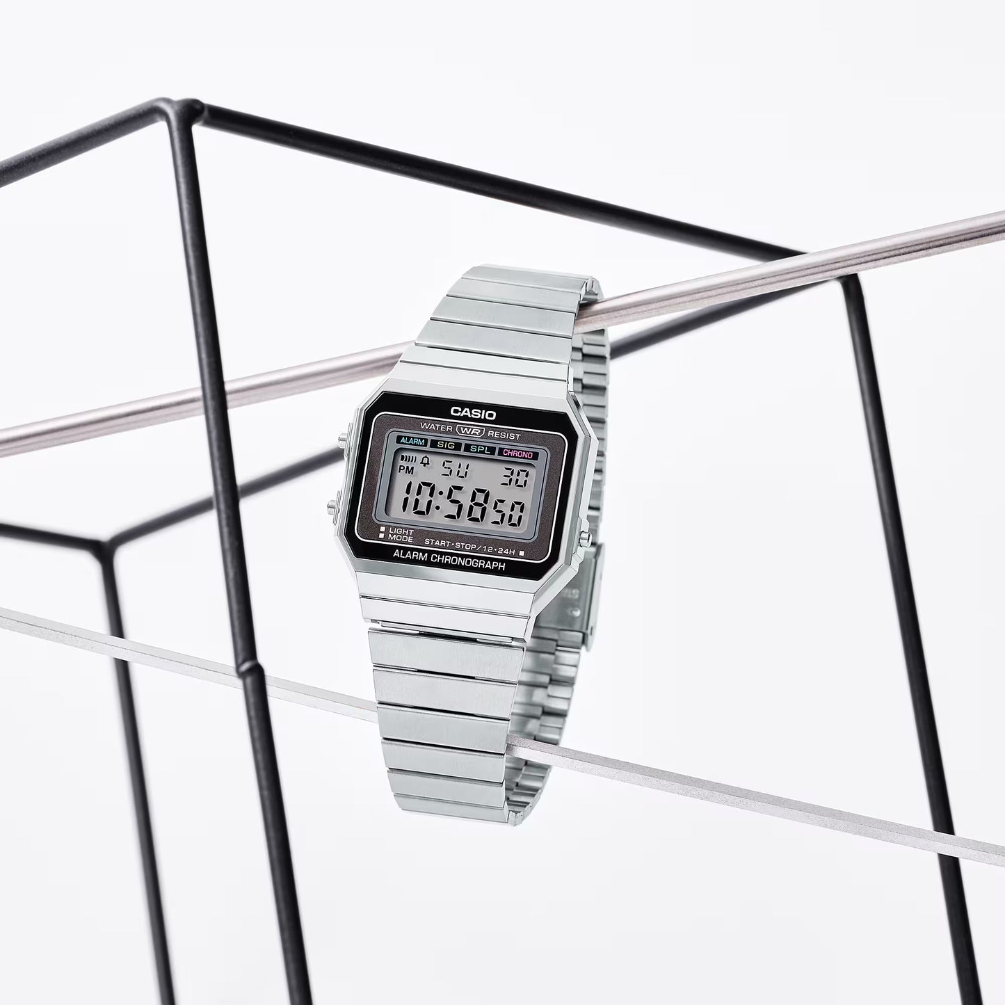 CASIO A700W-1A A700W BLACK / STEEL DIGITAL WATCH