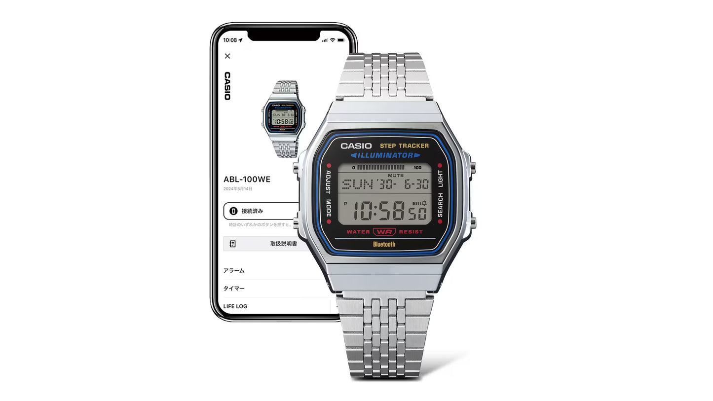 CASIO ABL100WE-1AVT ABL-100WE STAINLESS STEEL BLUETOOTH DIGITAL WATCH