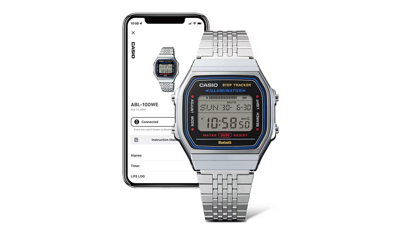CASIO ABL100WE-7AVT ABL-100WE-7A STAINLESS STEEL BLUETOOTH DIGITAL WATCH