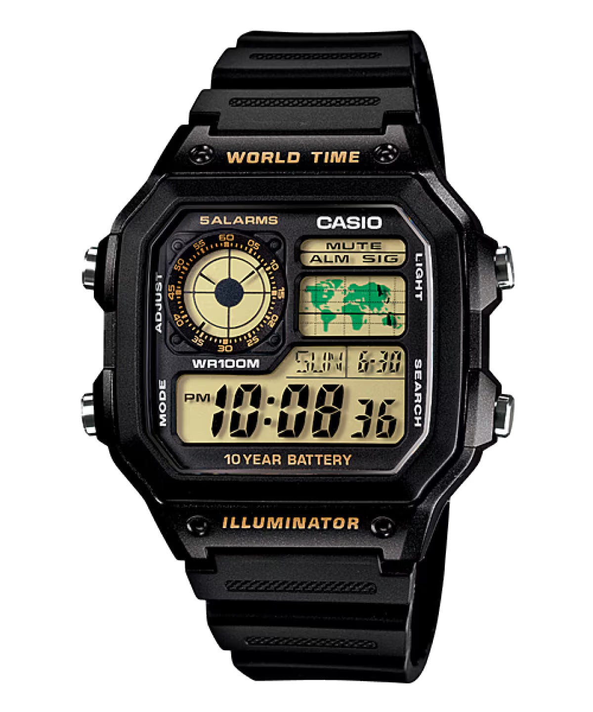 CASIO AE-1200WH-1BV AE1200 CASIO ROYALE BLACK DIGITAL WATCH