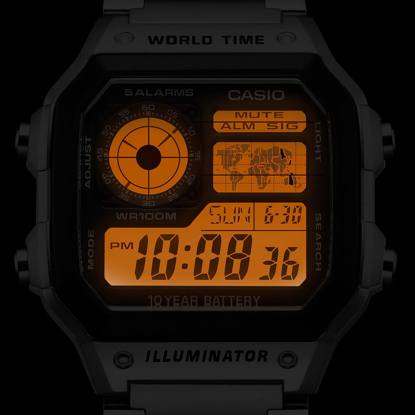 CASIO AE-1200WHD-1A AE1200 CASIO ROYALE SILVER DIGITAL WATCH