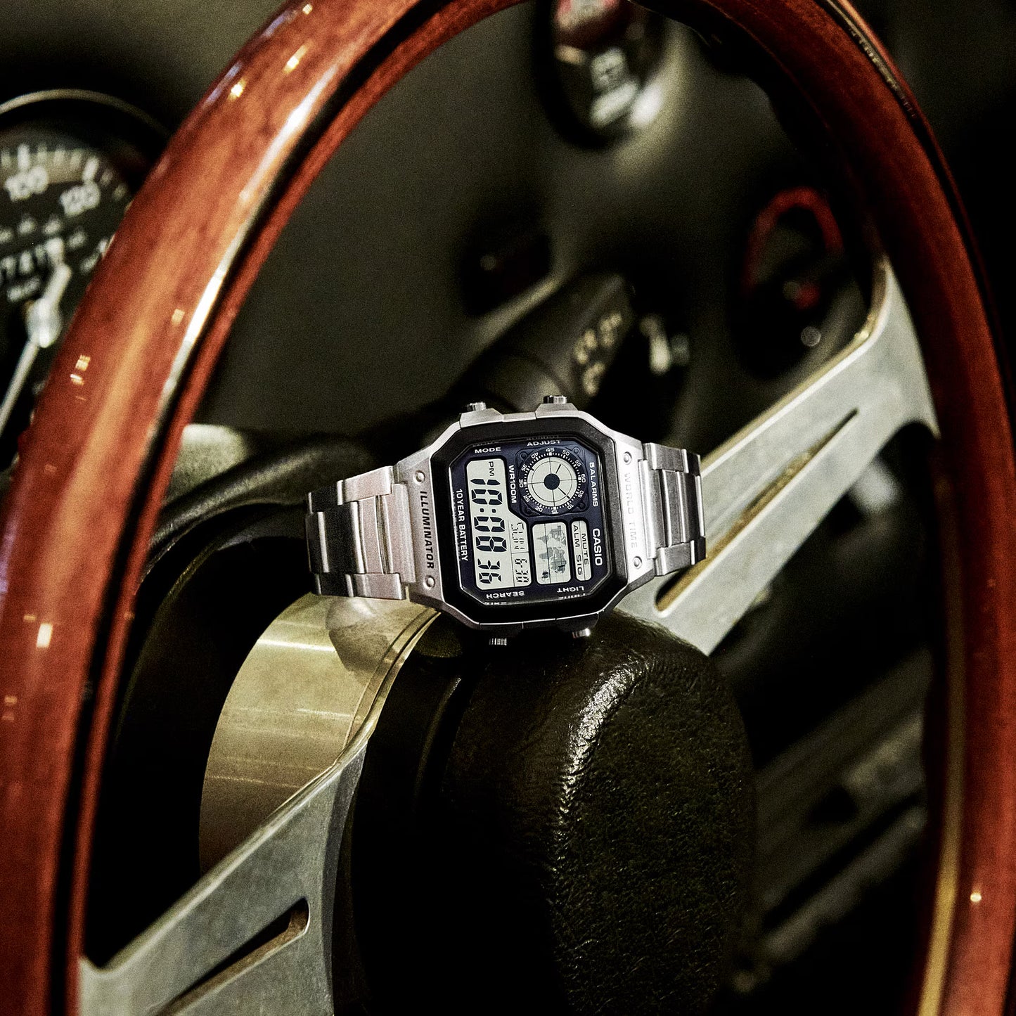 CASIO AE-1200WHD-1A AE1200 CASIO ROYALE SILVER DIGITAL WATCH