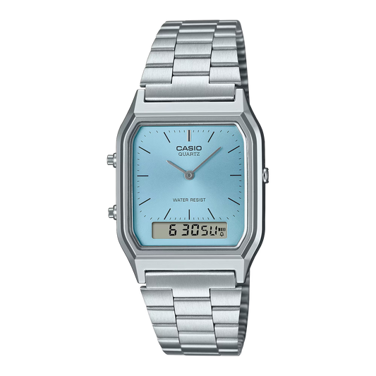 CASIO AQ-230A-2A1MQY A/D QUARTZ ICE BLUE DIAL STEEL WATCH