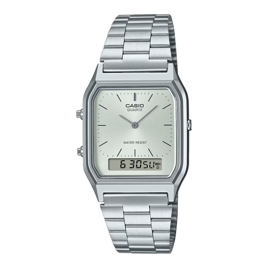 CASIO AQ-230A-7AMQY AQ-230A-7A A/D QUARTZ SILVER DIAL STEEL WATCH