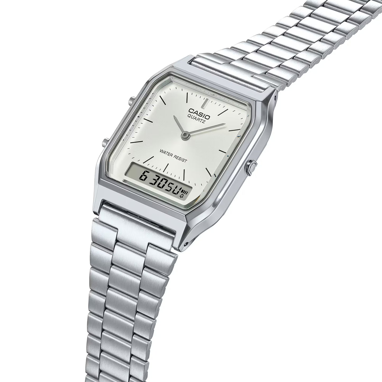 CASIO AQ-230A-7AMQY A/D QUARTZ SILVER DIAL STEEL WATCH